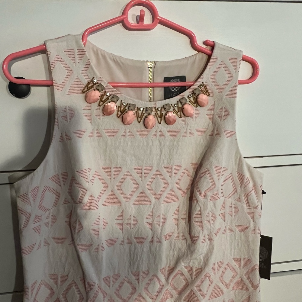 Vince Camuto, size 8, pink jewel collar lined dress. Never been worn, tag intact